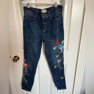 Free People Embroidered Skinny Jeans
